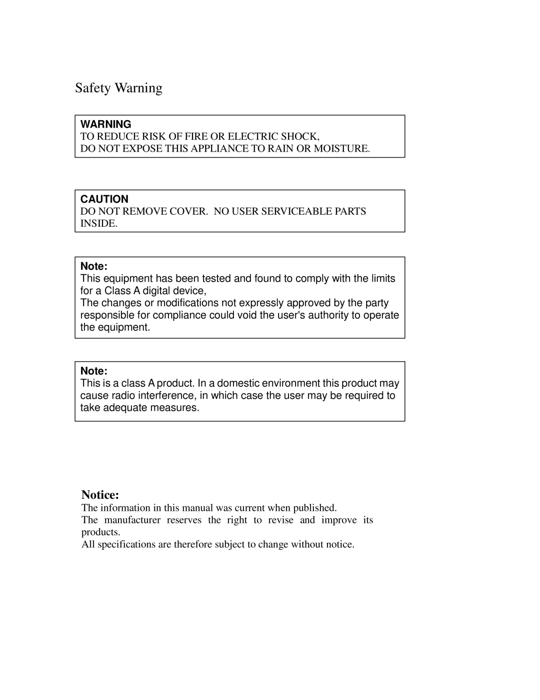 EverFocus EDR810H, EDR410H, EDR810M, EDR410M instruction manual Safety Warning 