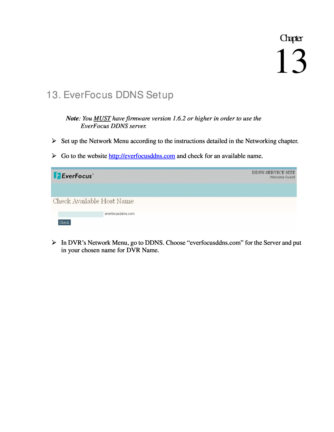 EverFocus EDR410M, EDR810H, EDR410H, EDR810M instruction manual EverFocus DDNS Setup, Chapter, EverFocus DDNS server 