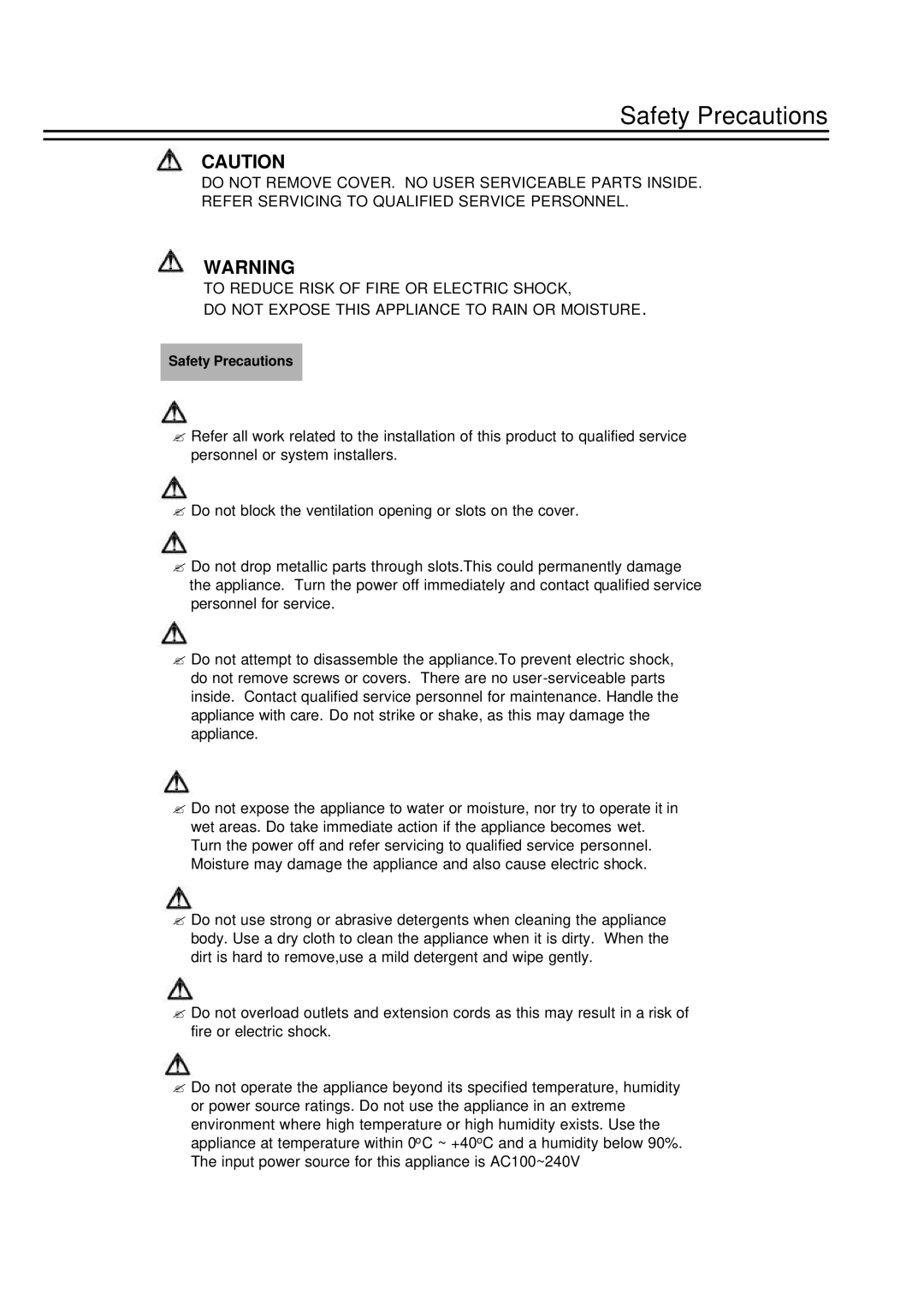 EverFocus EDSR-400, EDSR-600 instruction manual Safety Precautions 