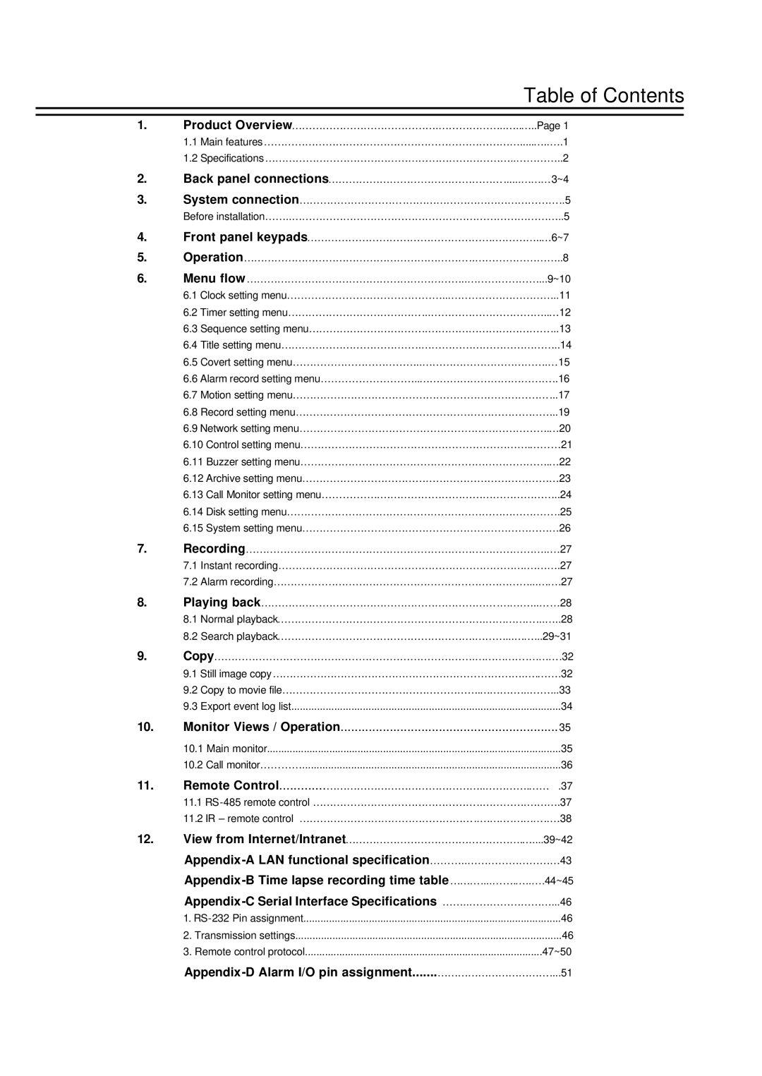 EverFocus EDSR-600, EDSR-400 instruction manual Table of Contents 