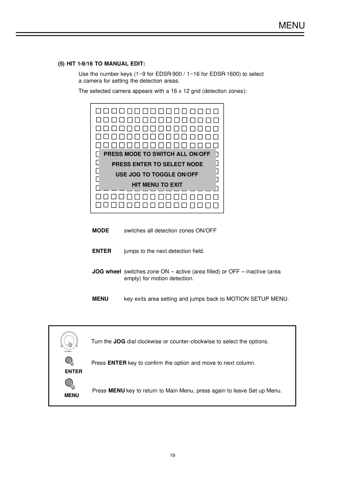 EverFocus EDSR-900, EDSR-1600 instruction manual HIT 1-9/16 to Manual Edit 