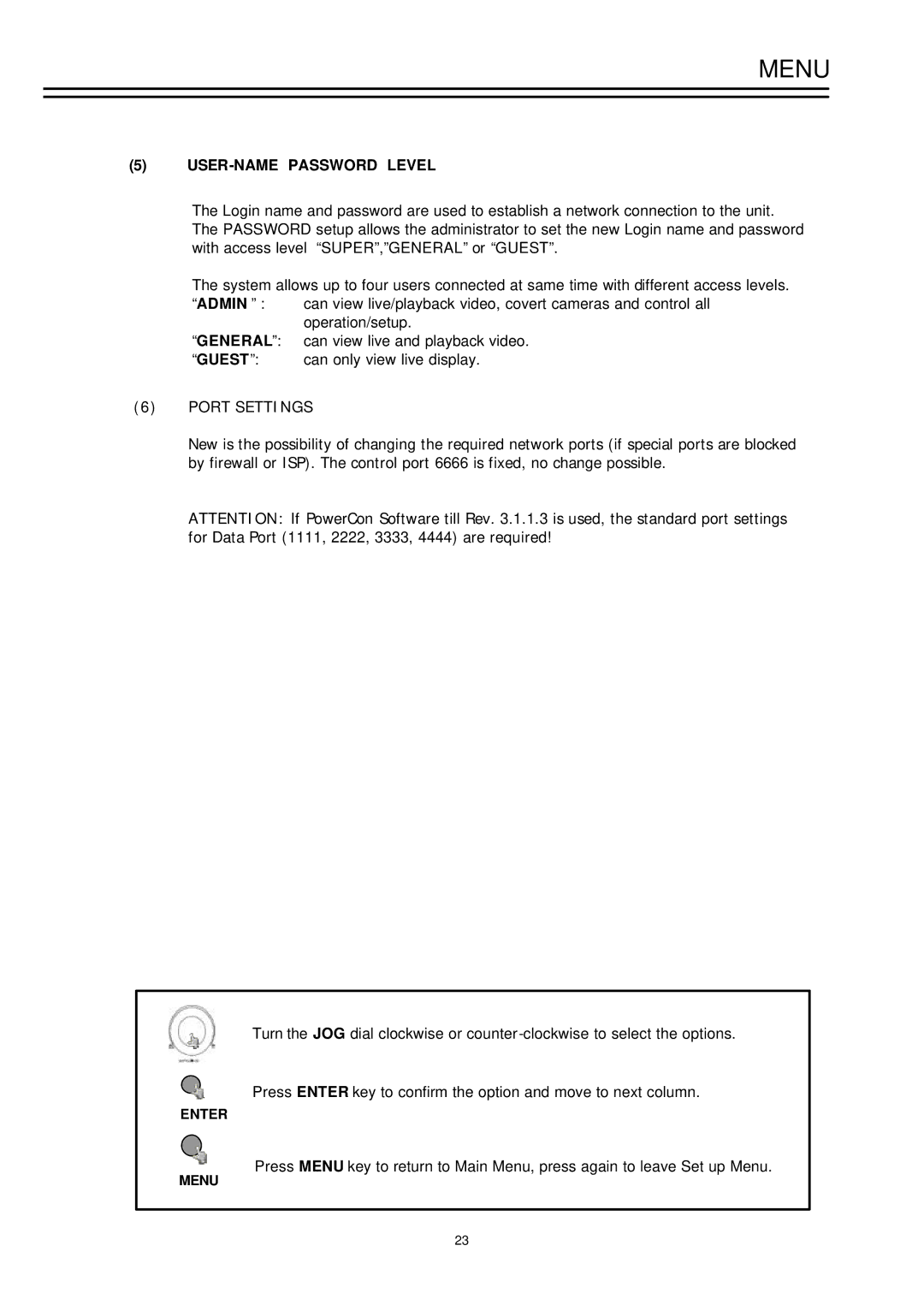 EverFocus EDSR-900, EDSR-1600 instruction manual USER-NAME Password Level, Admin, General, Guest 