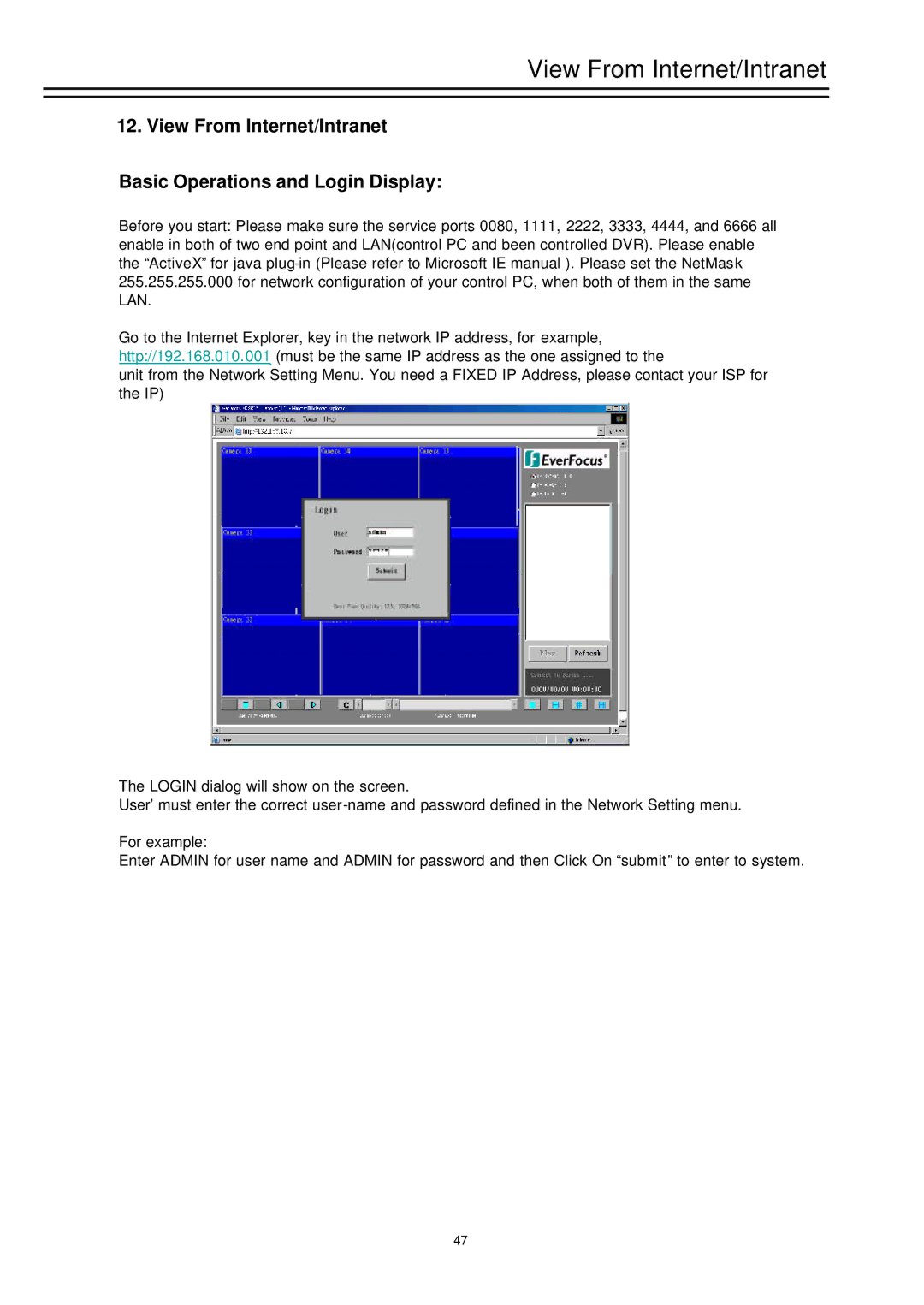 EverFocus EDSR-900, EDSR-1600 instruction manual View From Internet/Intranet 