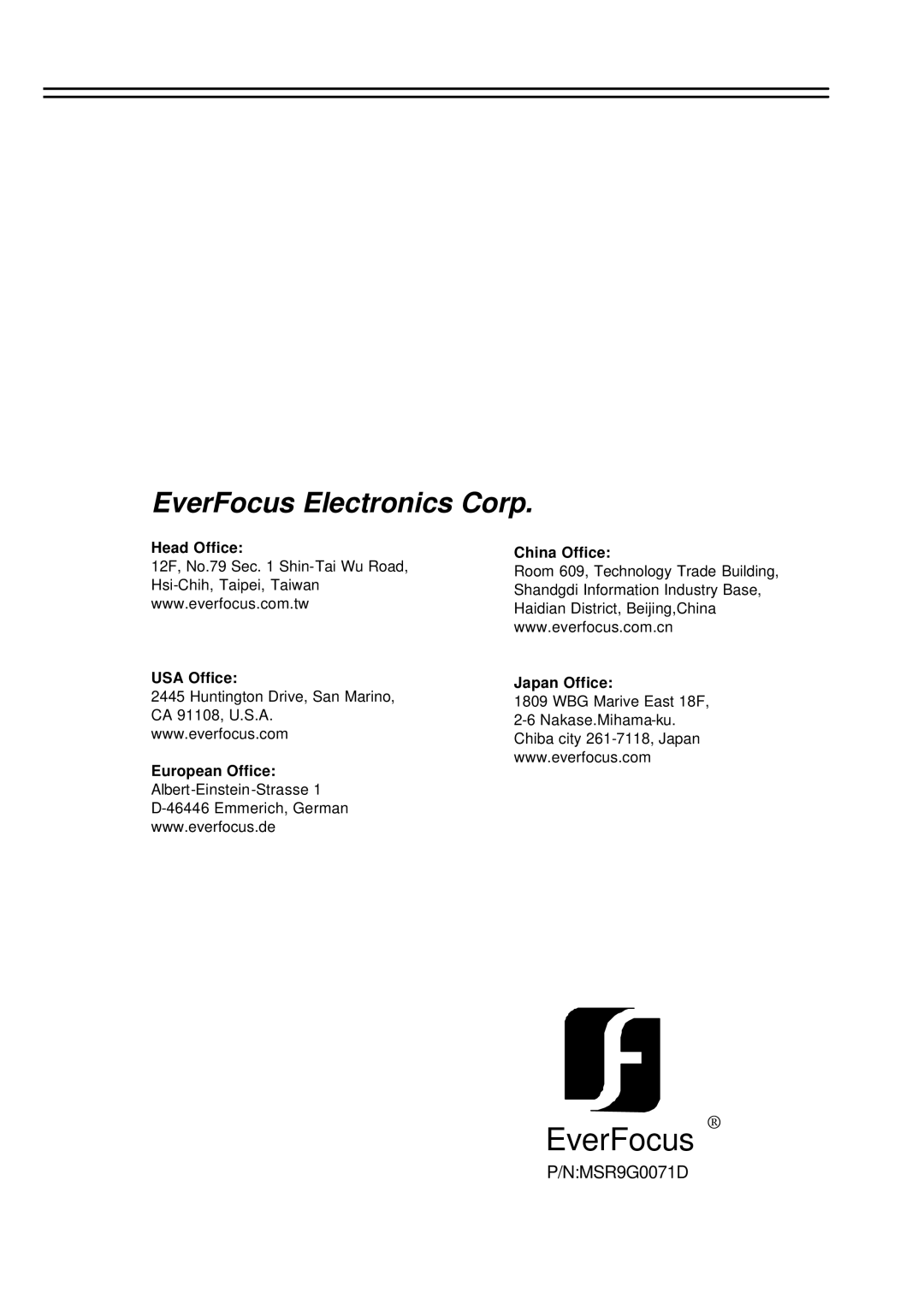 EverFocus EDSR-900, EDSR-1600 instruction manual EverFocus 