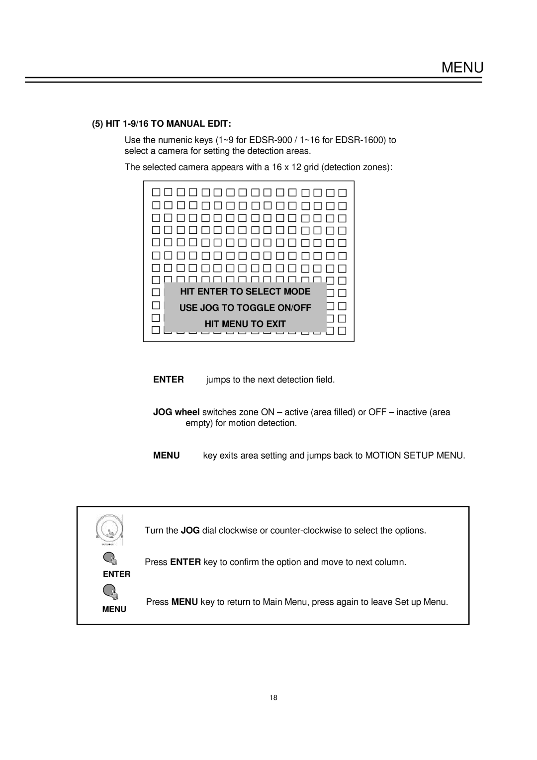 EverFocus EDSR-900 instruction manual HIT 1-9/16 to Manual Edit 