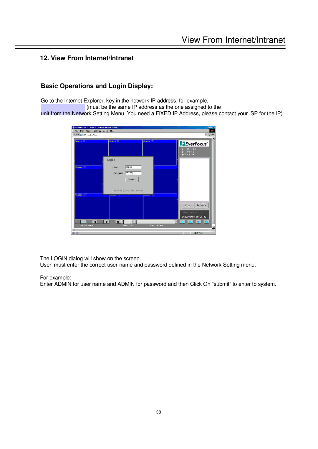 EverFocus EDSR-900 instruction manual View From Internet/Intranet 