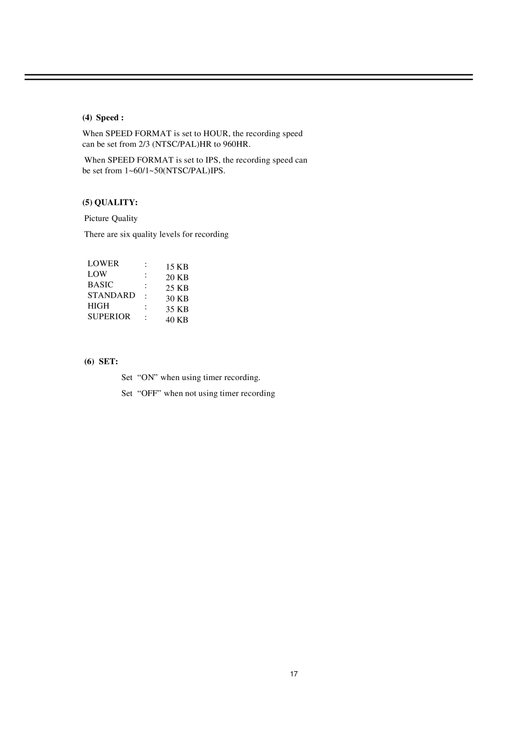 EverFocus EDSR100H instruction manual Speed, Set 