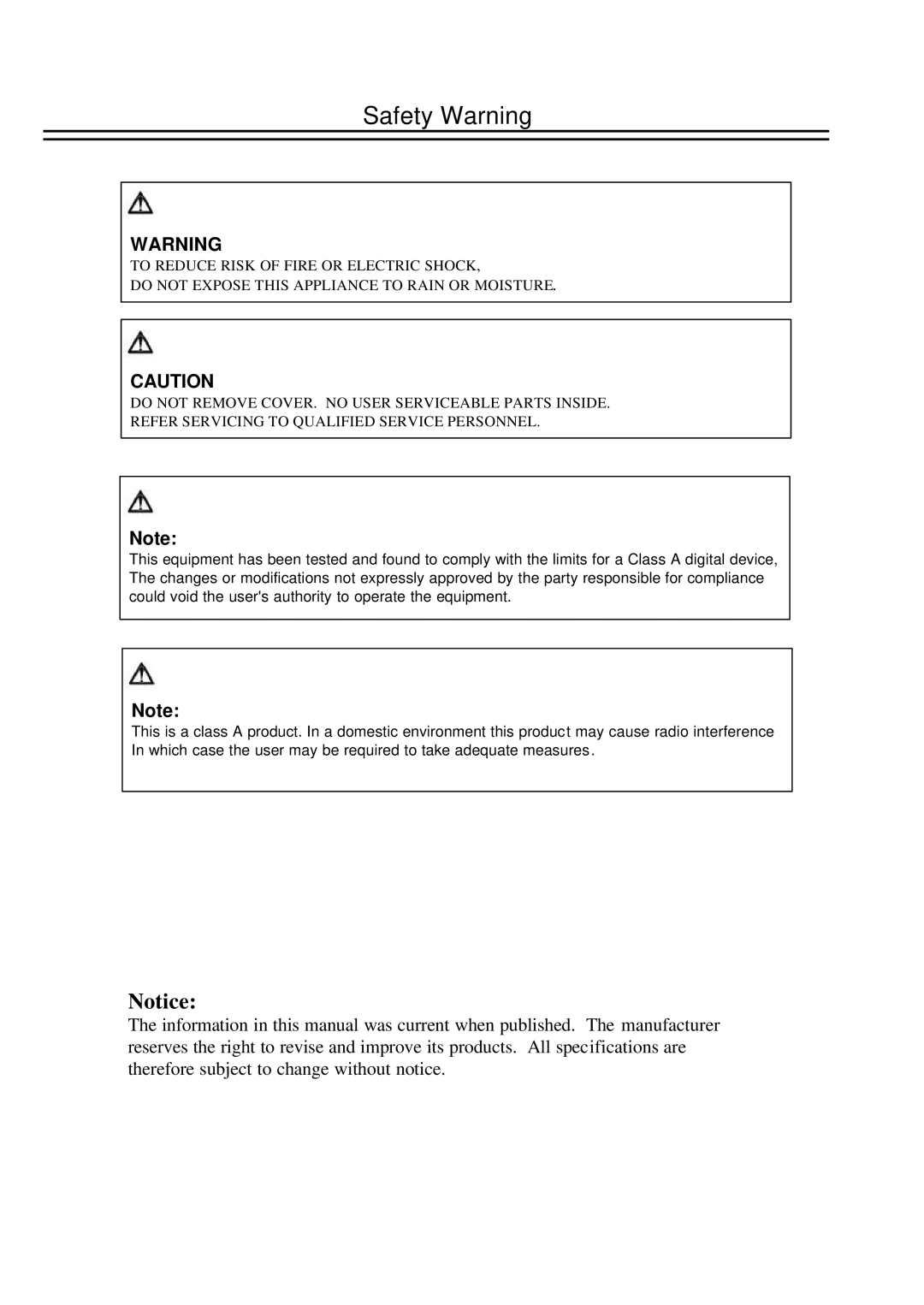 EverFocus EDSR100H instruction manual Safety Warning 