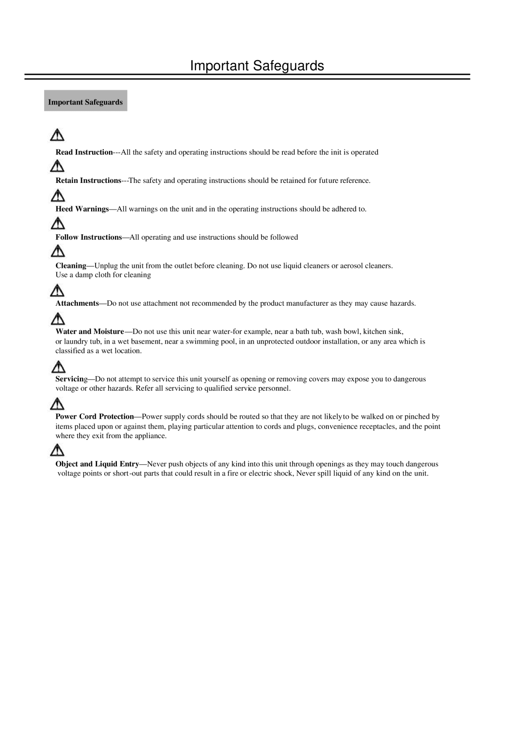 EverFocus EDSR100H instruction manual Important Safeguards 