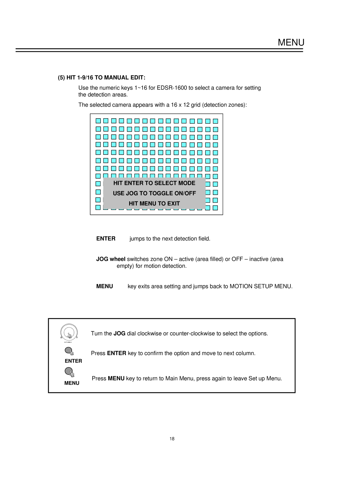 EverFocus EDSR1600 instruction manual HIT 1-9/16 to Manual Edit 