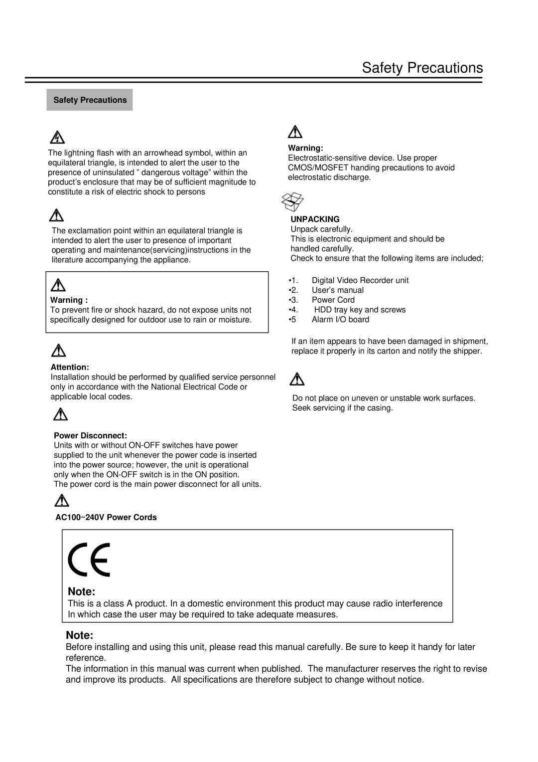 EverFocus EDSR1600 instruction manual Power Disconnect 