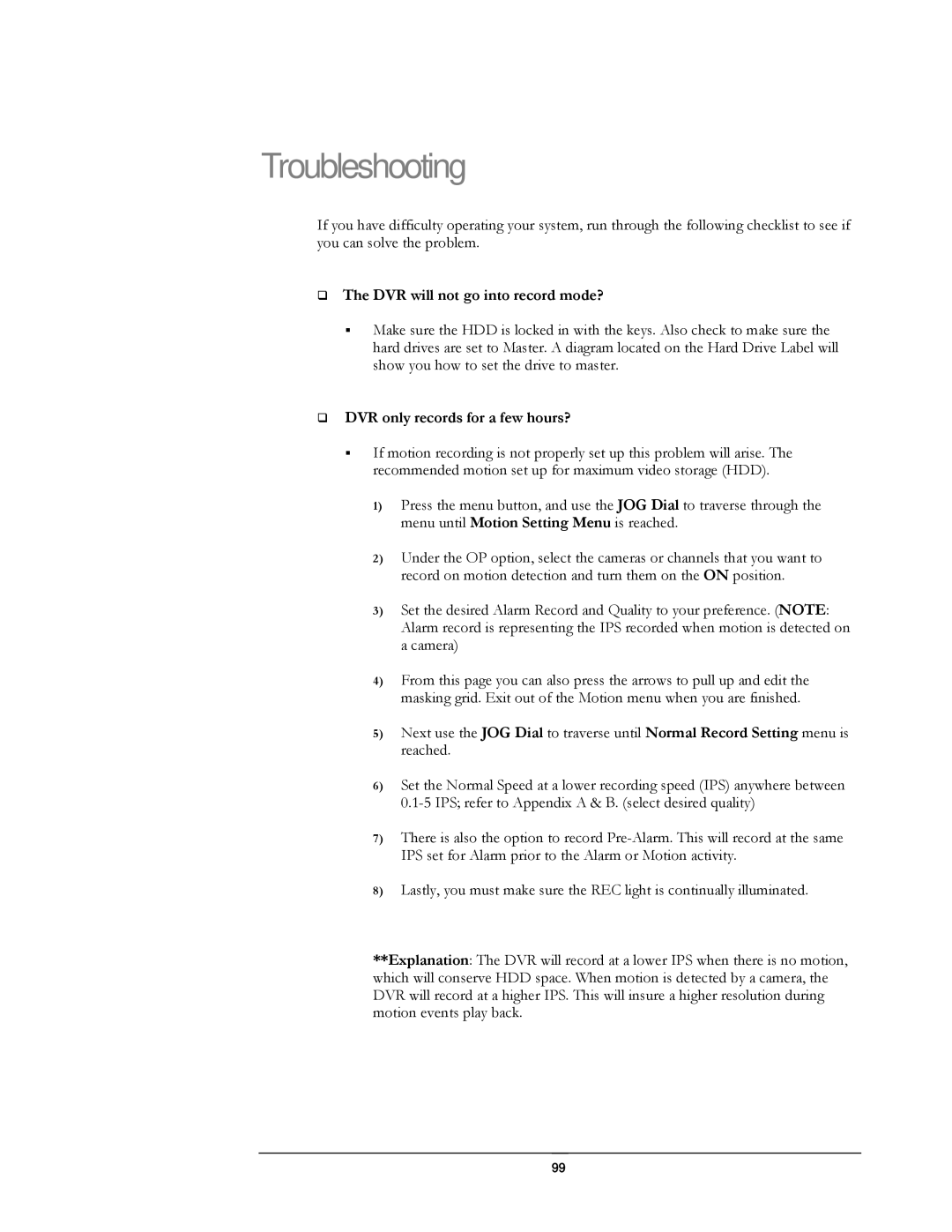 EverFocus EDSR400H instruction manual Troubleshooting, ‰ The DVR will not go into record mode? 