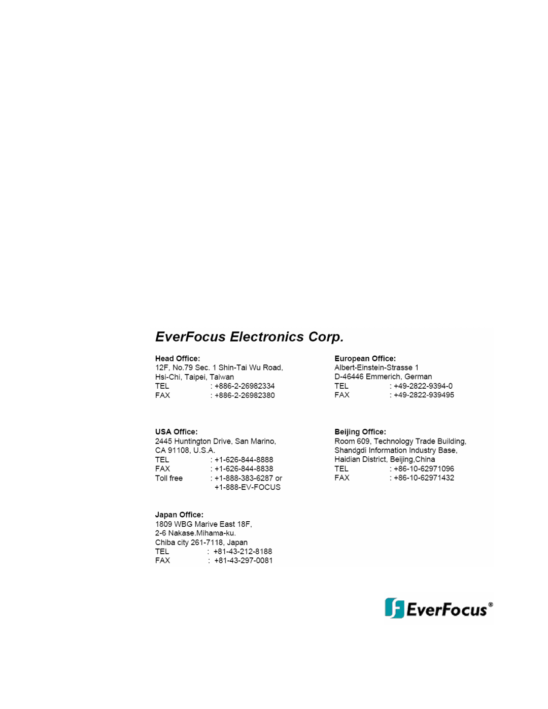 EverFocus EDSR400H instruction manual 