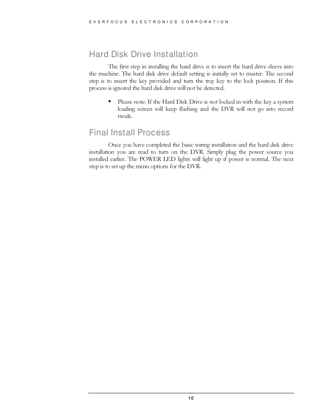 EverFocus EDSR400H instruction manual Hard Disk Drive Installation, Final Install Process 