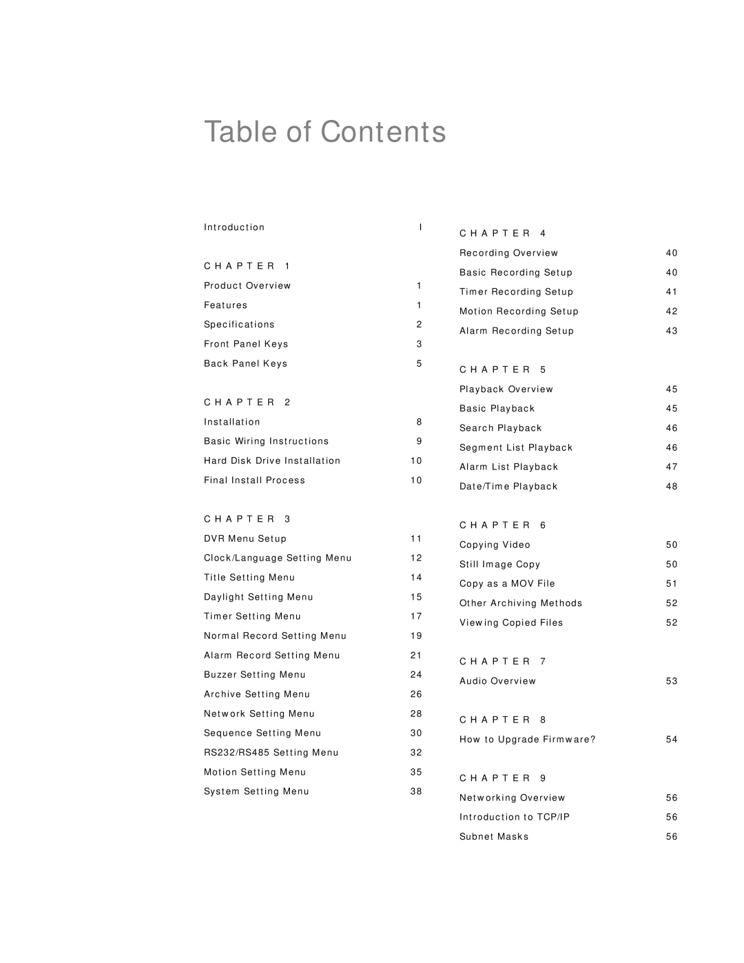 EverFocus EDSR400H instruction manual Table of Contents 