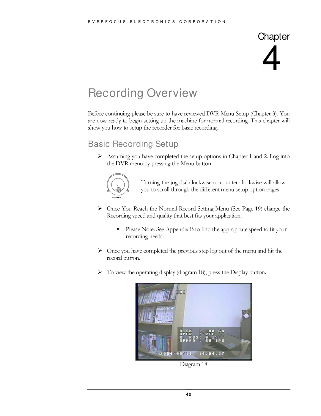 EverFocus EDSR400H instruction manual Recording Overview, Basic Recording Setup 