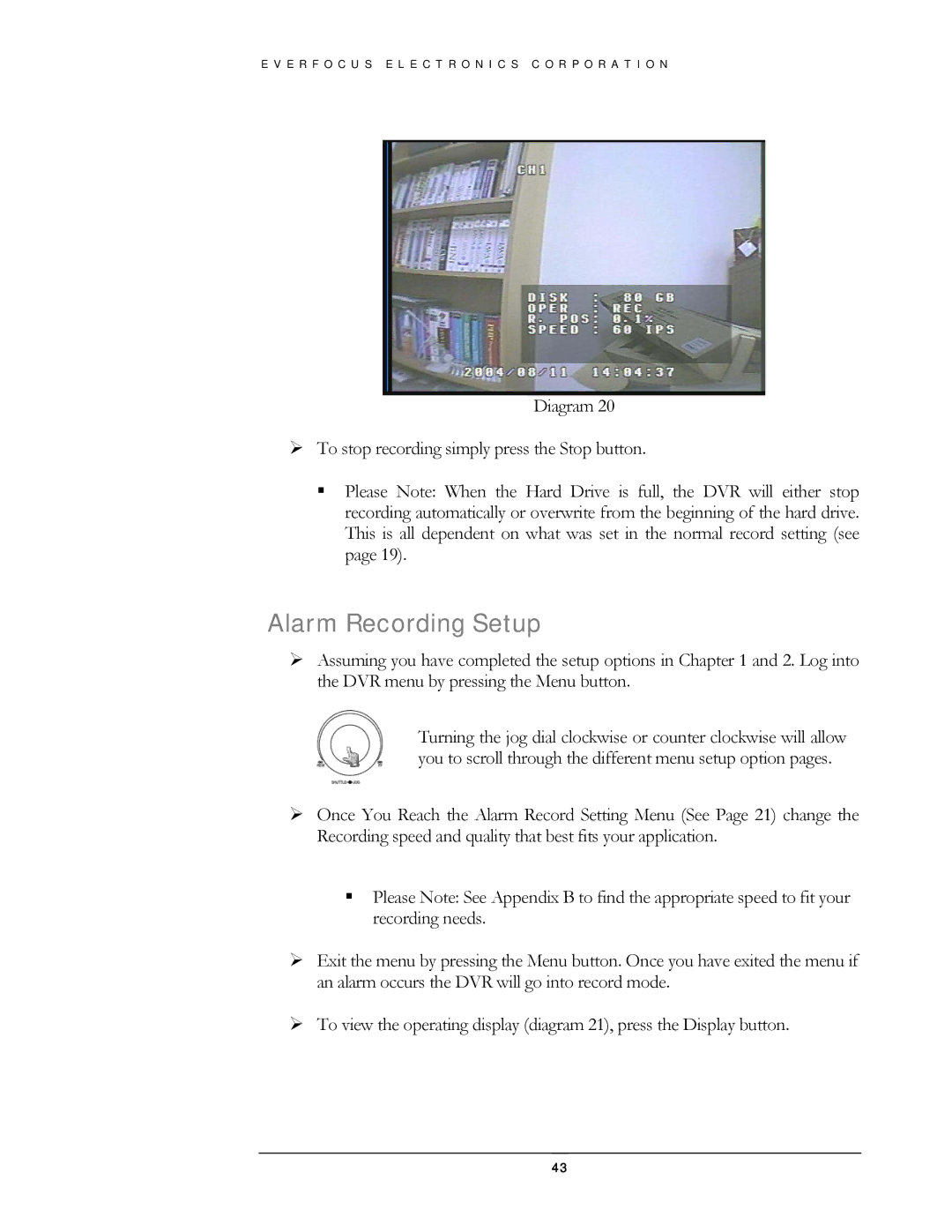 EverFocus EDSR400H instruction manual Alarm Recording Setup 