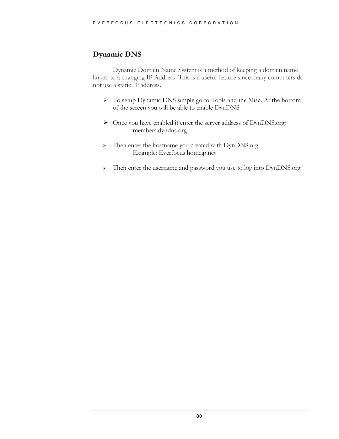 EverFocus EDSR400H instruction manual Dynamic DNS 