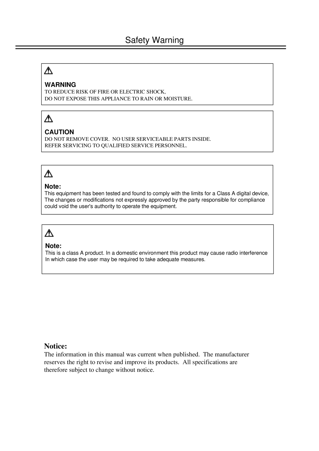 EverFocus EDSR400M instruction manual Safety Warning 