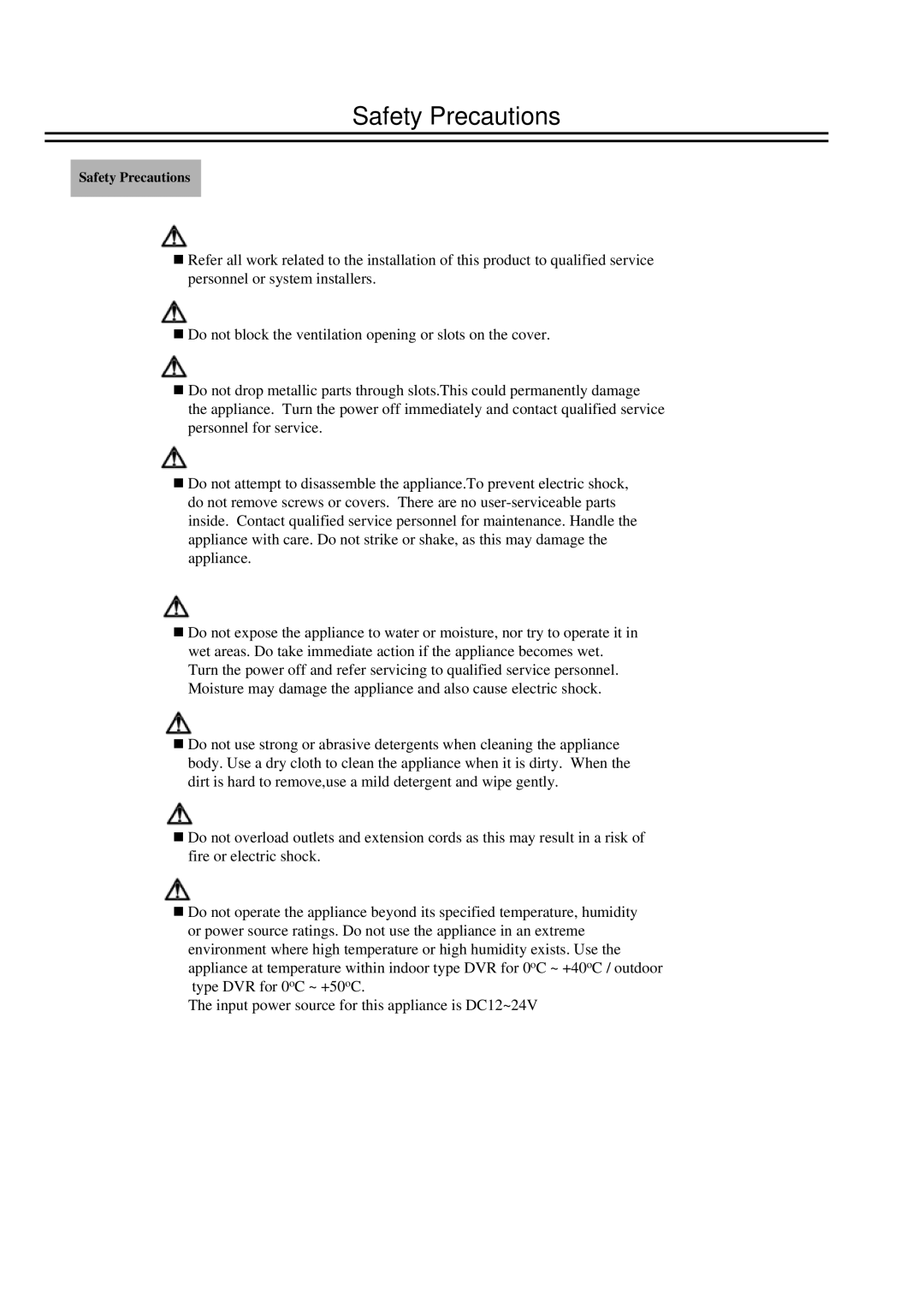 EverFocus EDSR400M instruction manual Safety Precautions 