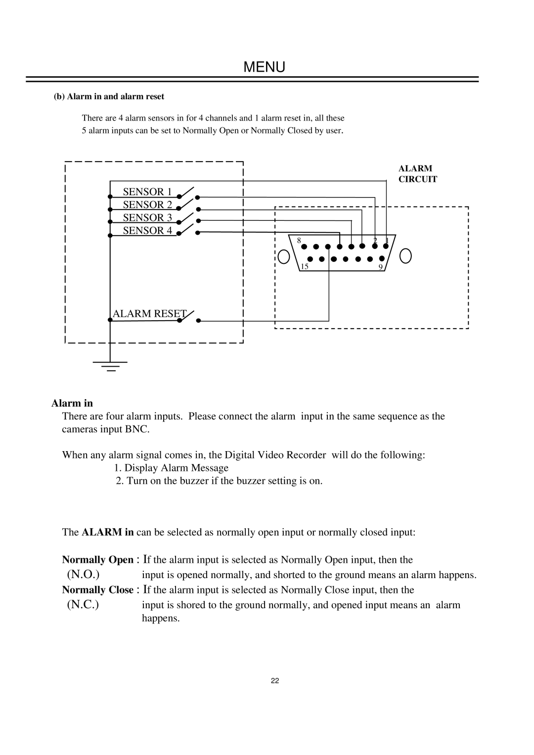 EverFocus EDSR400M instruction manual Alarm in and alarm reset, Alarm Circuit 