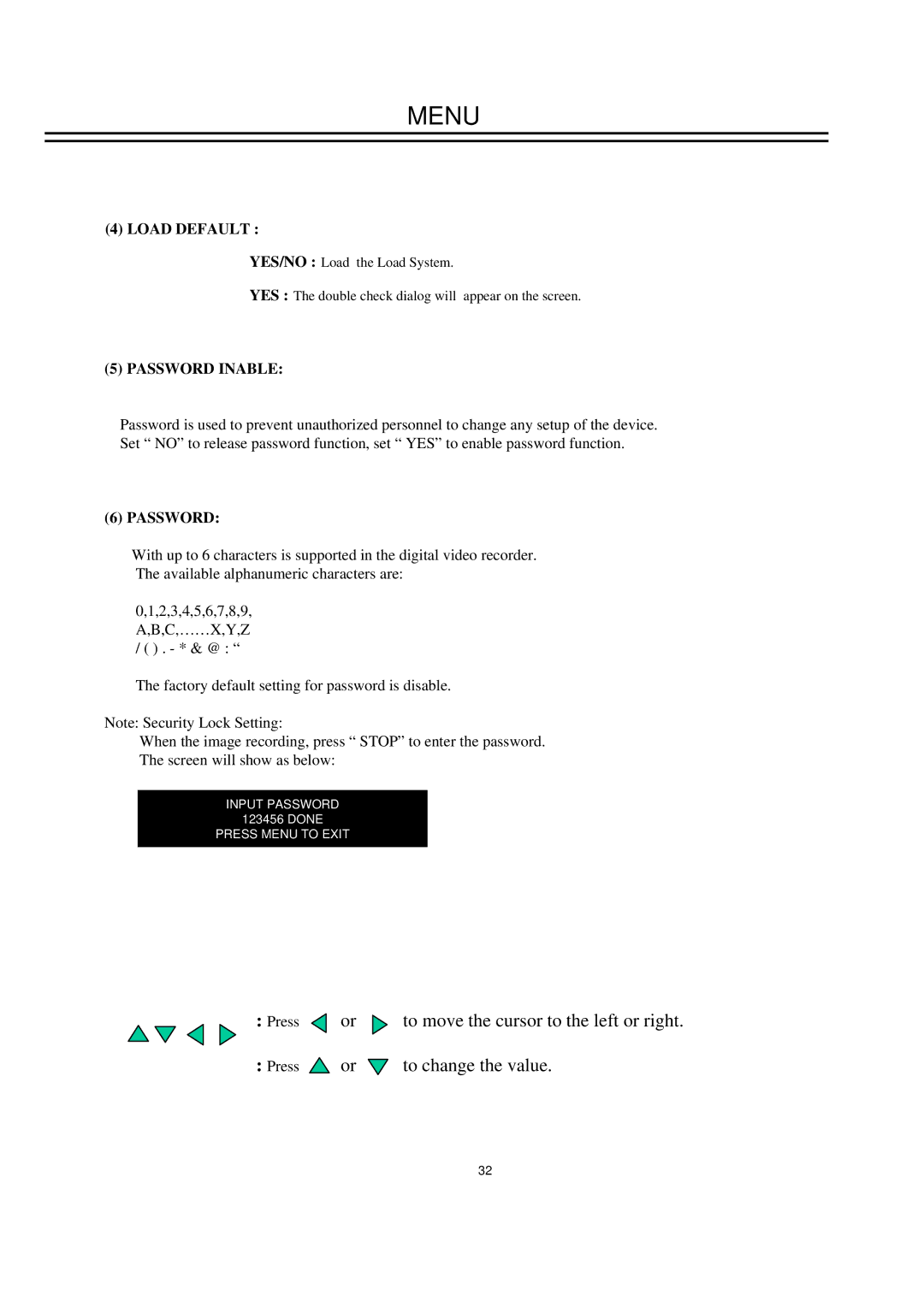 EverFocus EDSR400M instruction manual Input Password 