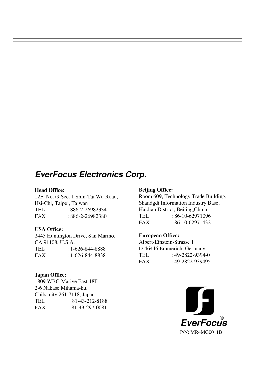 EverFocus EDSR400M instruction manual EverFocus 