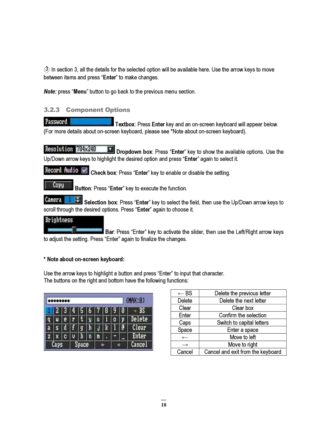 EverFocus ECOR 8, EDVR 9D1, EDVR 4D1, RS232, EDVR 16D1, ECOR 4, ECOR Series instruction manual Component Options 