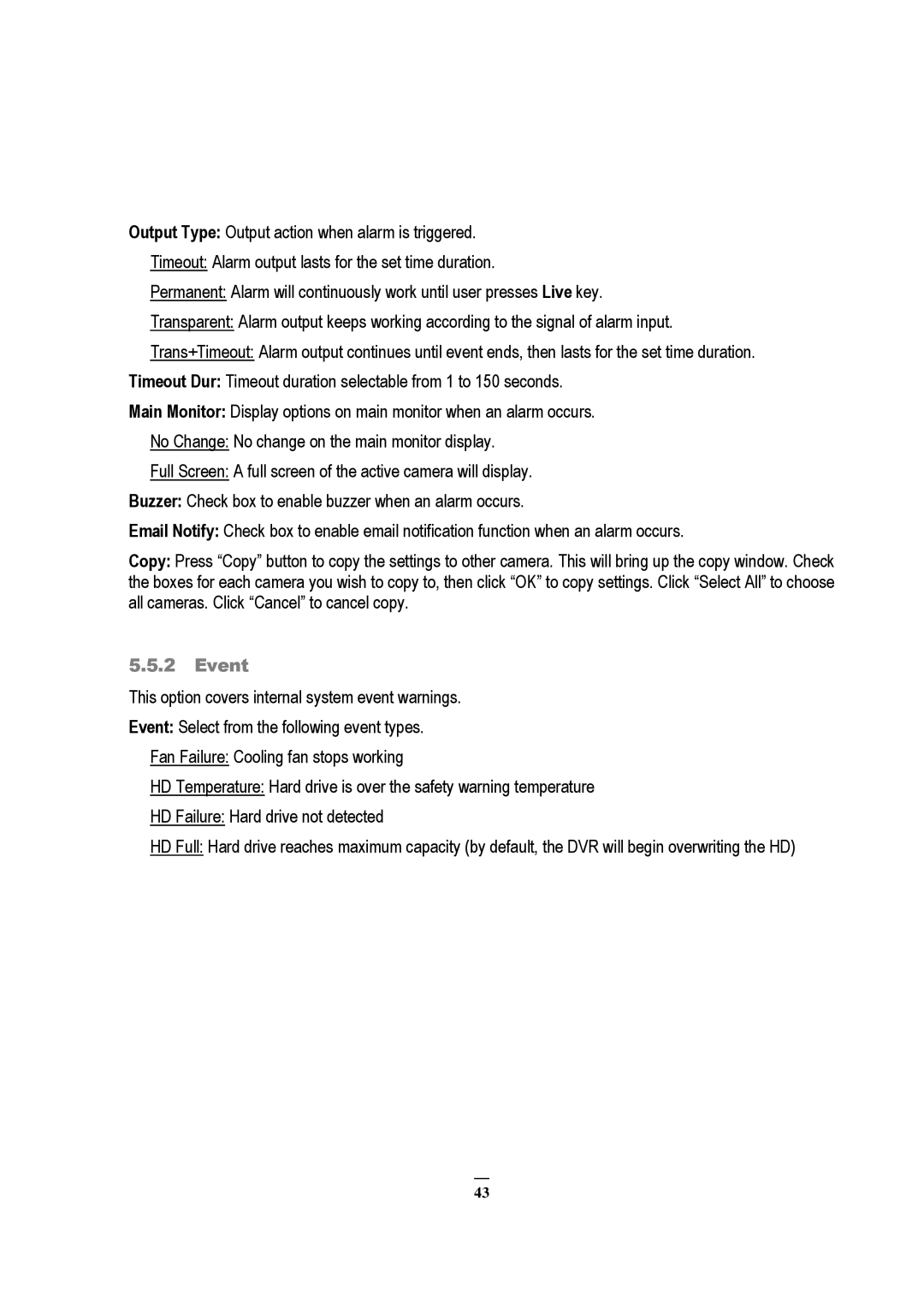 EverFocus EDVR 4D1, EDVR 9D1, RS232, EDVR 16D1, ECOR 8, ECOR 4, ECOR Series instruction manual Event 