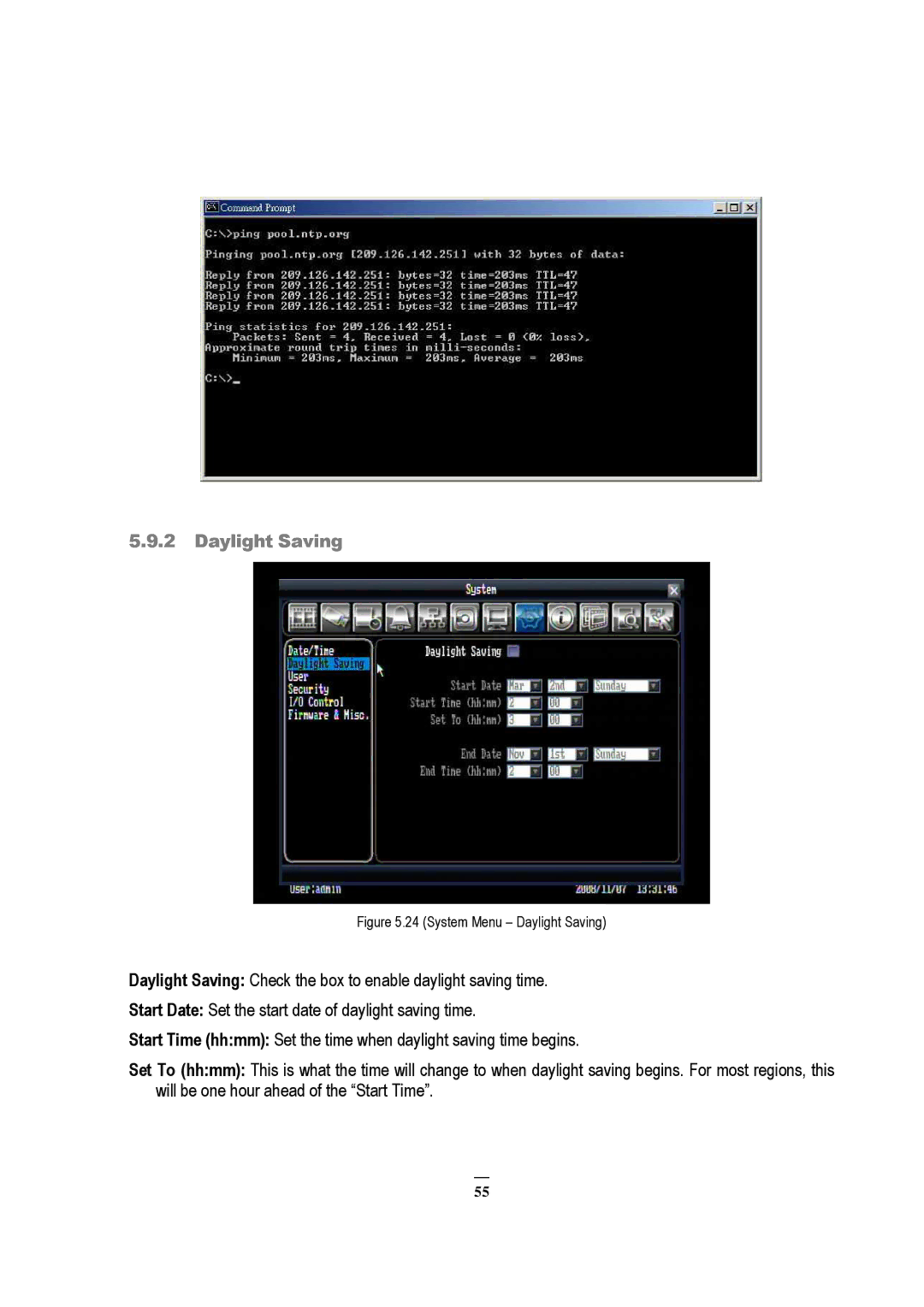 EverFocus ECOR Series, EDVR 9D1, EDVR 4D1, RS232, EDVR 16D1, ECOR 8, ECOR 4 instruction manual System Menu Daylight Saving 