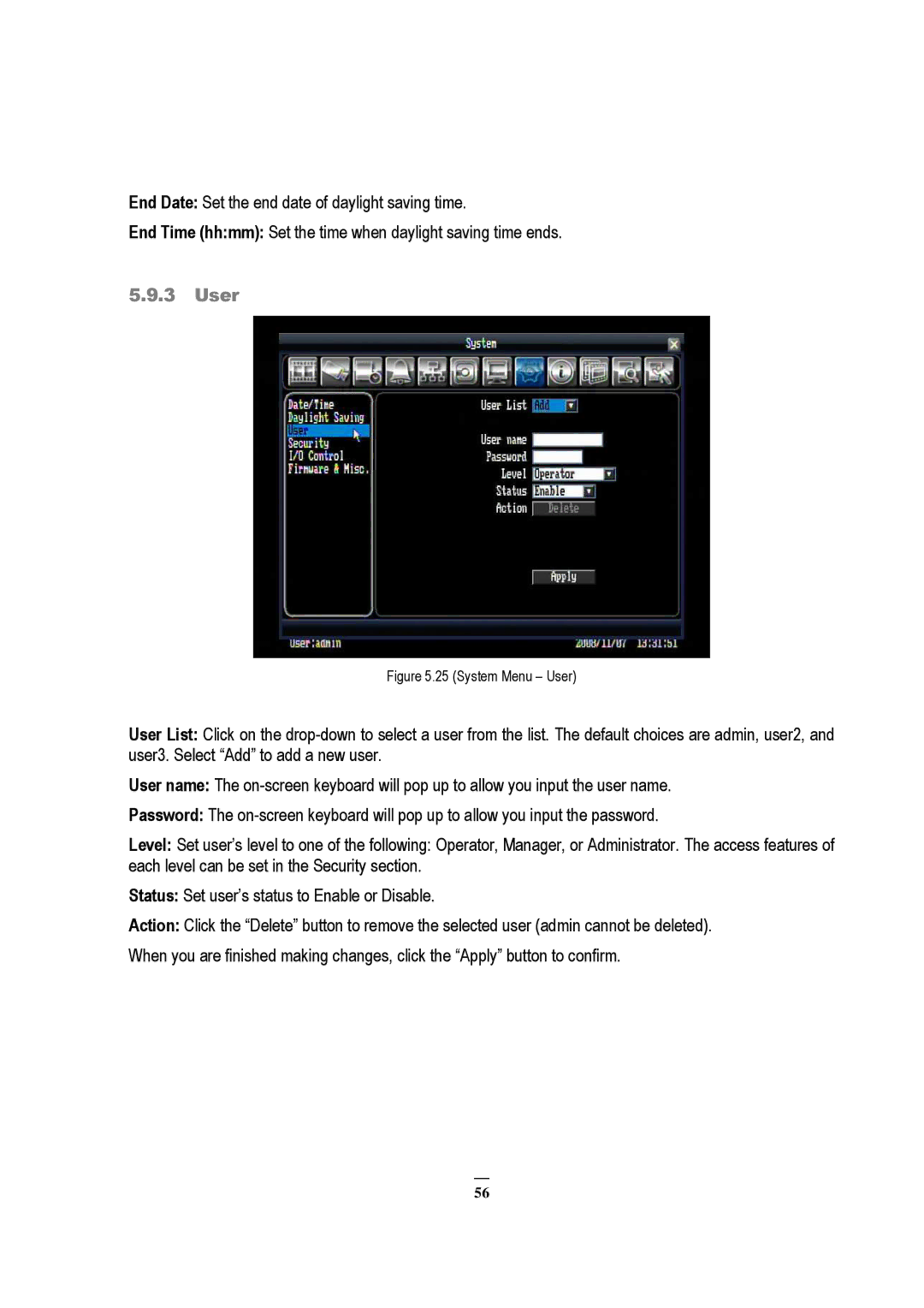 EverFocus EDVR 9D1, EDVR 4D1, RS232, EDVR 16D1, ECOR 8, ECOR 4, ECOR Series instruction manual System Menu User 