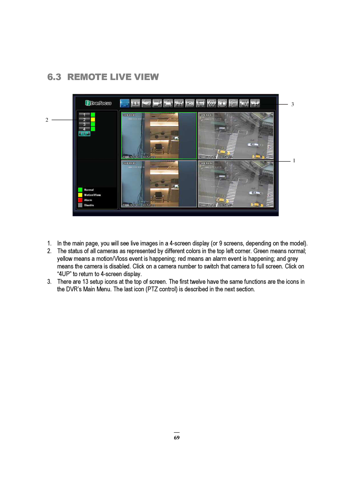 EverFocus ECOR Series, EDVR 9D1, EDVR 4D1, RS232, EDVR 16D1, ECOR 8, ECOR 4 instruction manual Remote Live View 