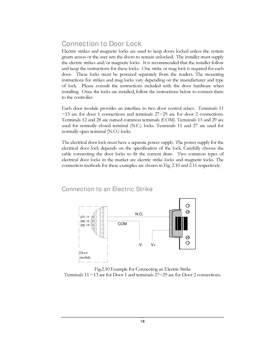 EverFocus EFC--02-1-A user manual Connection to Door Lock, Connection to an Electric Strike 