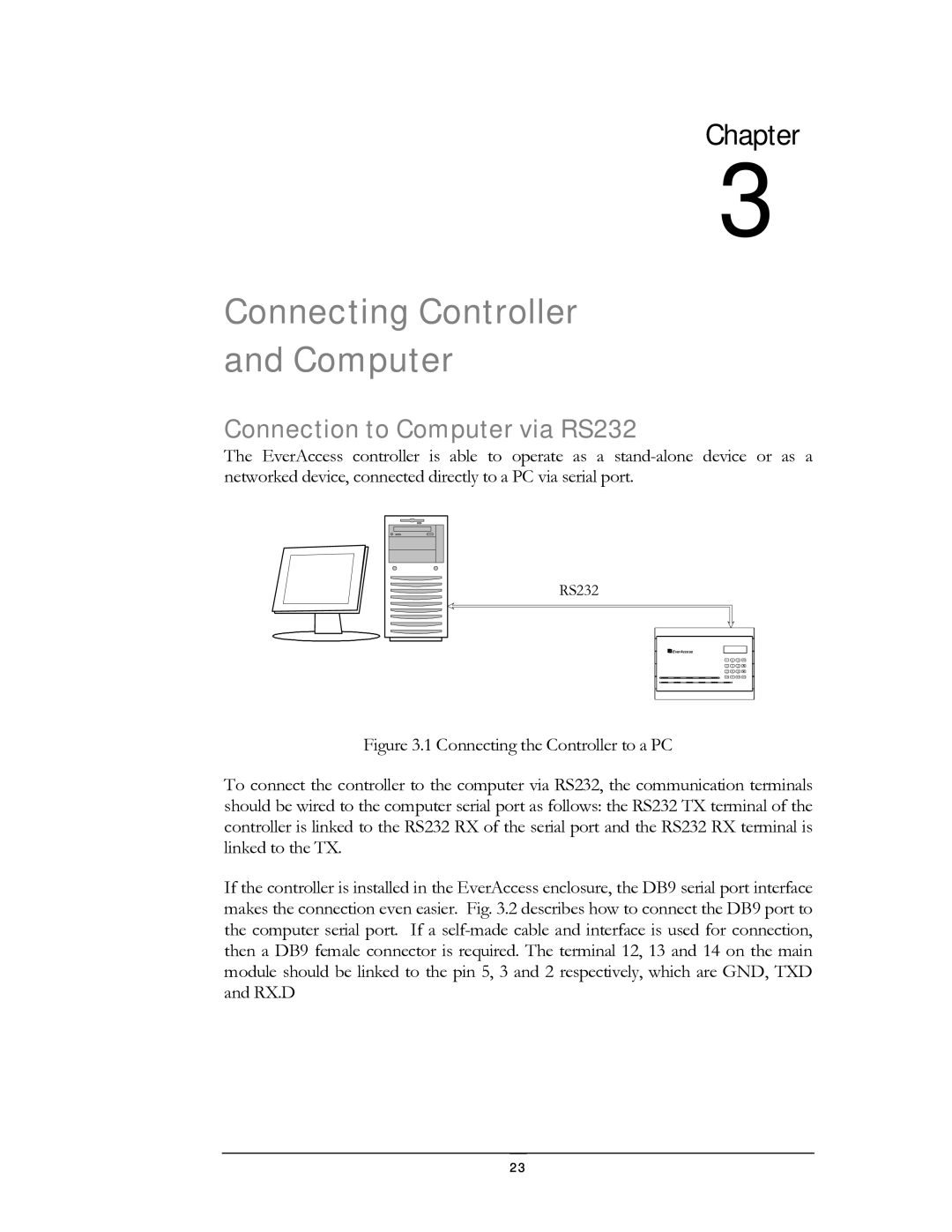 EverFocus EFC--02-1-A user manual Connecting Controller Computer, Connection to Computer via RS232 