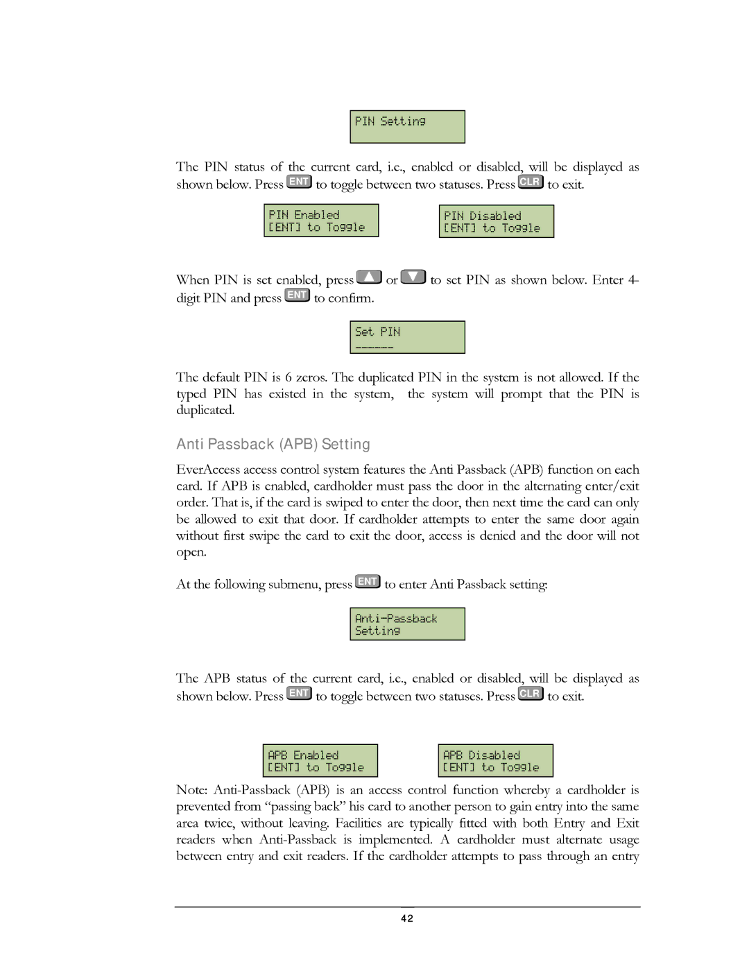 EverFocus EFC--02-1-A user manual Anti Passback APB Setting 