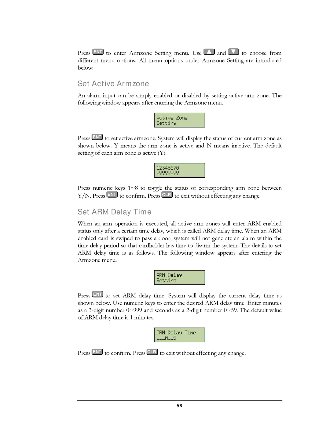 EverFocus EFC--02-1-A user manual Set Active Armzone, Set ARM Delay Time 