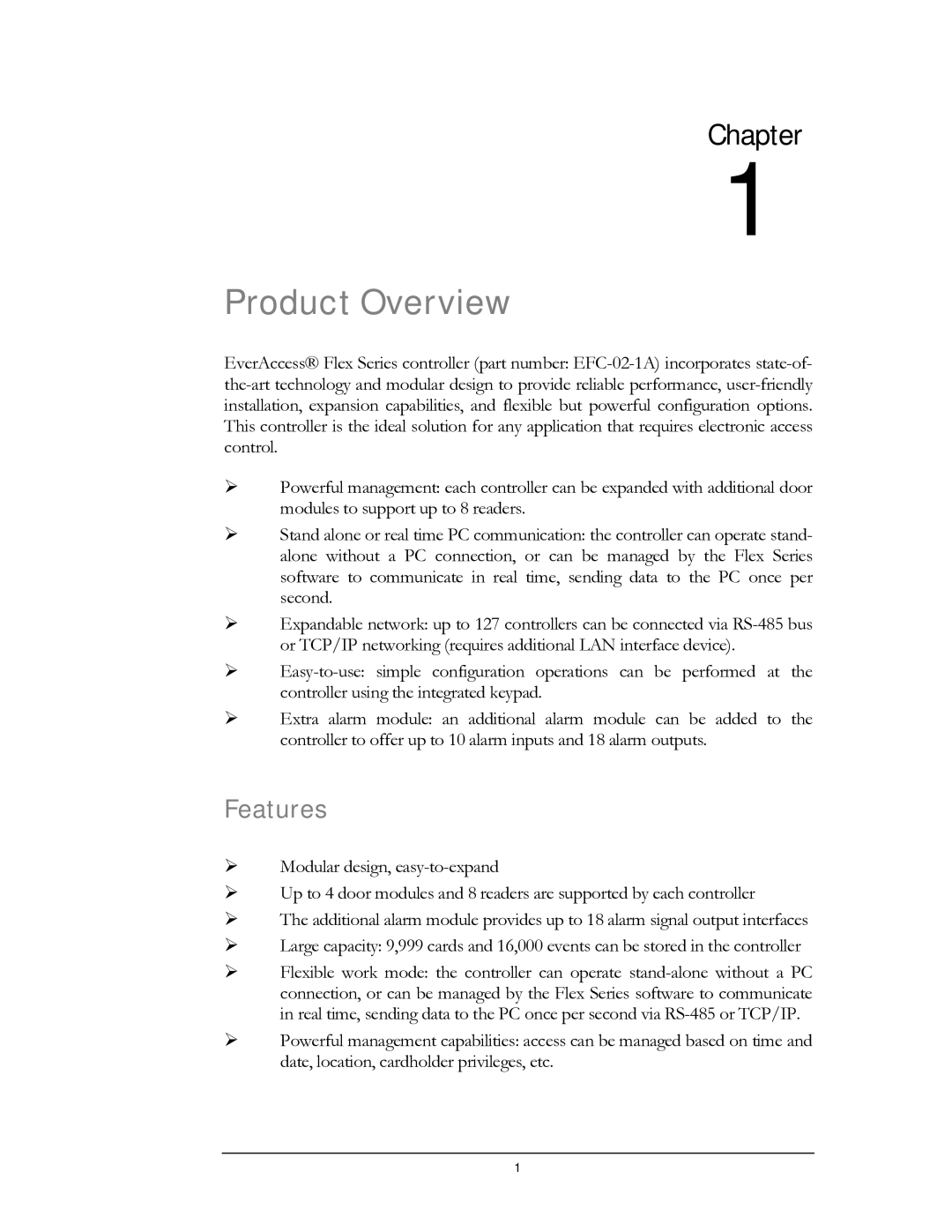 EverFocus EFC--02-1-A user manual Product Overview, Features 