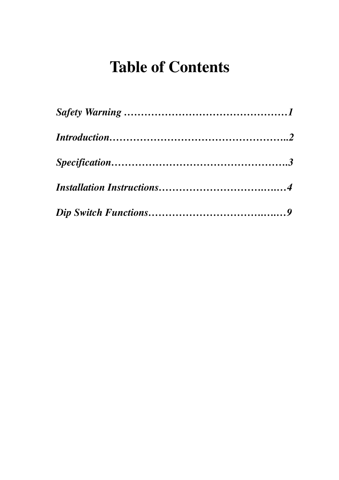 EverFocus EHD320 user manual Table of Contents 