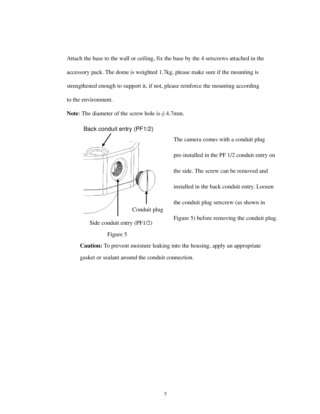 EverFocus EHD525EX specifications Back conduit entry PF1/2 