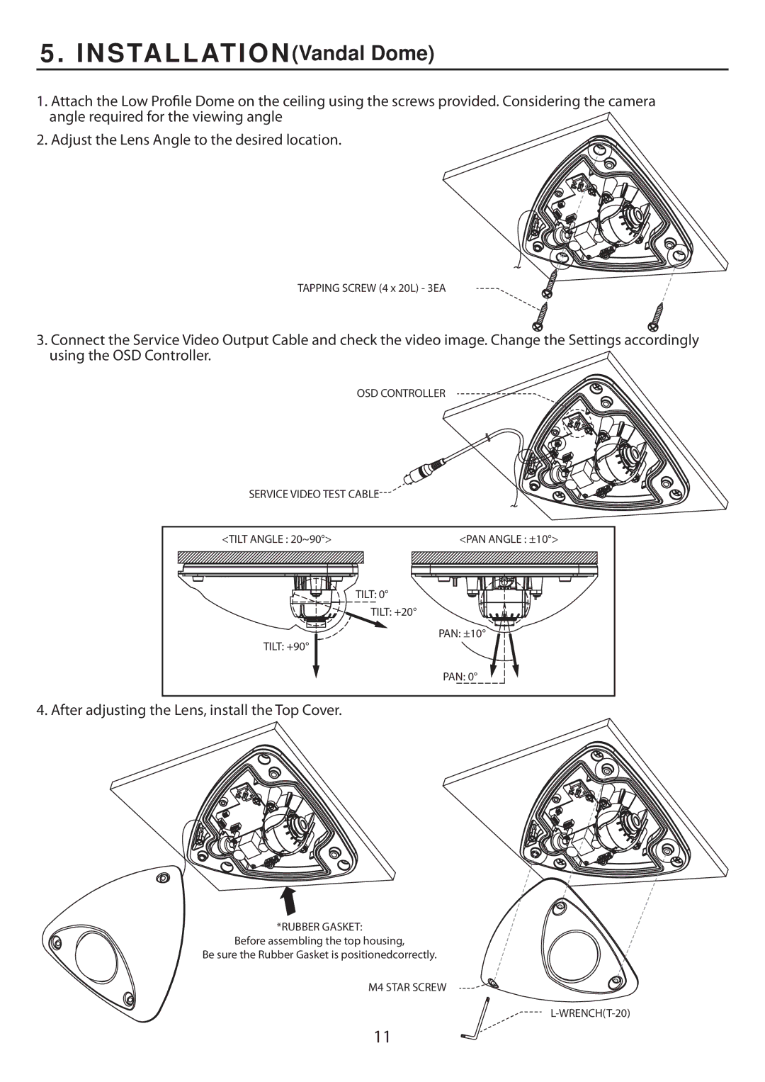 EverFocus ED705, EHD705 manual INSTALLATIONVandal Dome 