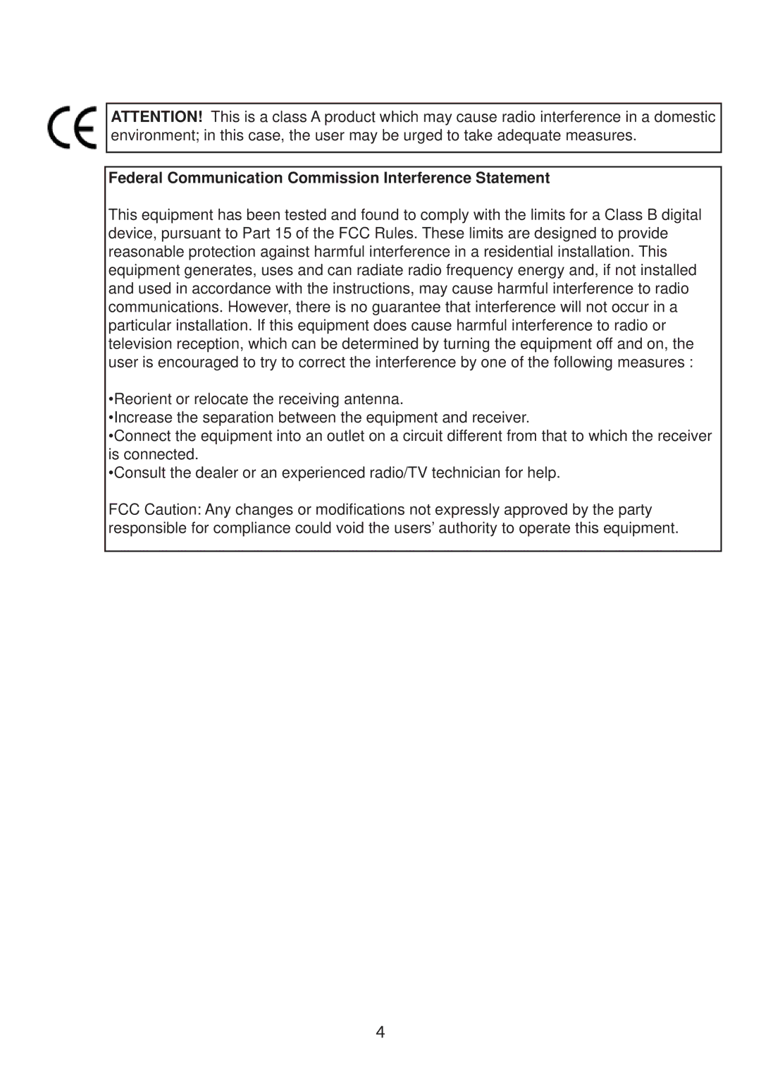 EverFocus EHD705, ED705 manual Federal Communication Commission Interference Statement 