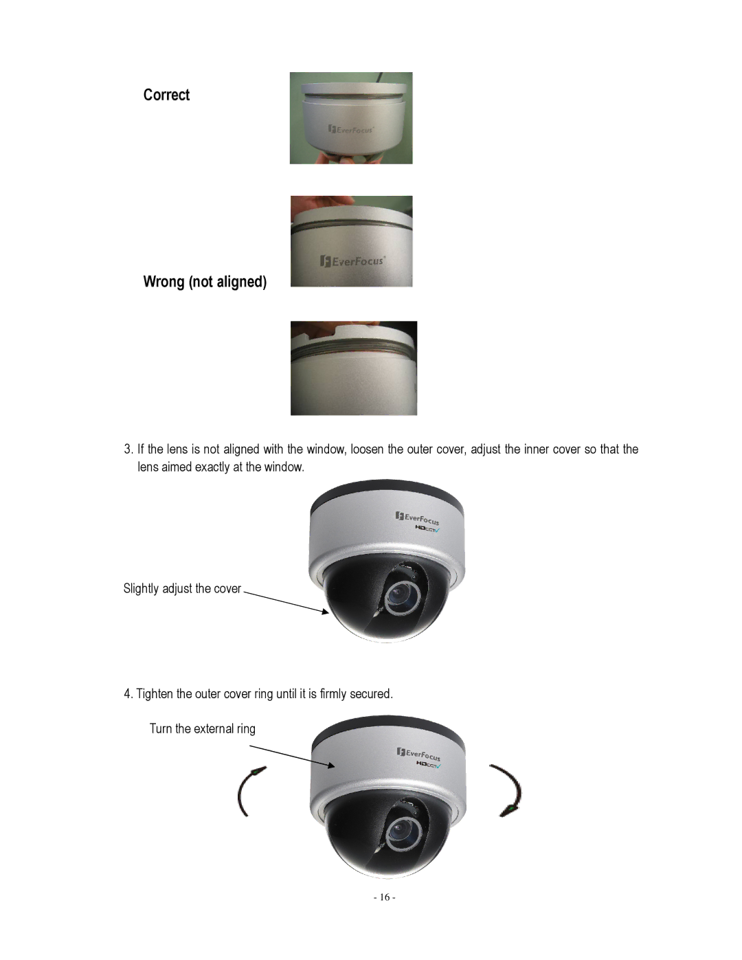 EverFocus EHH5200 specifications Correct Wrong not aligned 