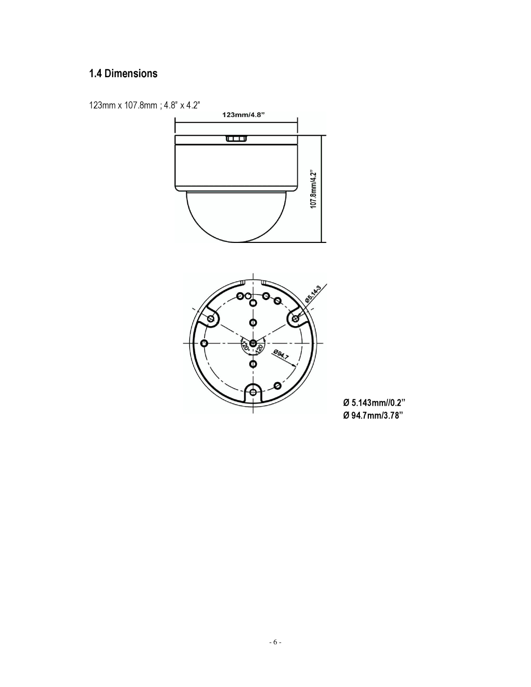 EverFocus EHH5200 specifications Dimensions, 123mm x 107.8mm 4.8 x 