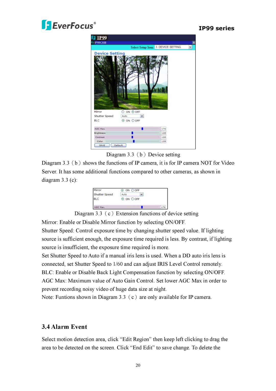 EverFocus EIP220, IP 99 Series, EVS110 user manual Alarm Event 