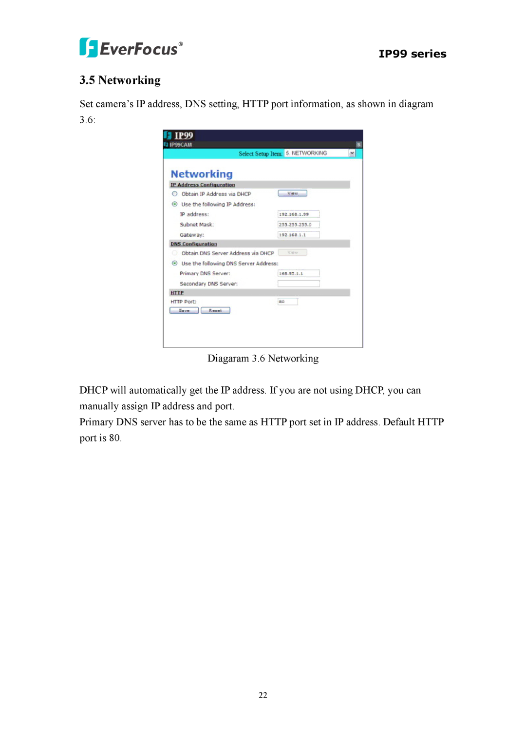 EverFocus EVS110, EIP220, IP 99 Series user manual Networking 