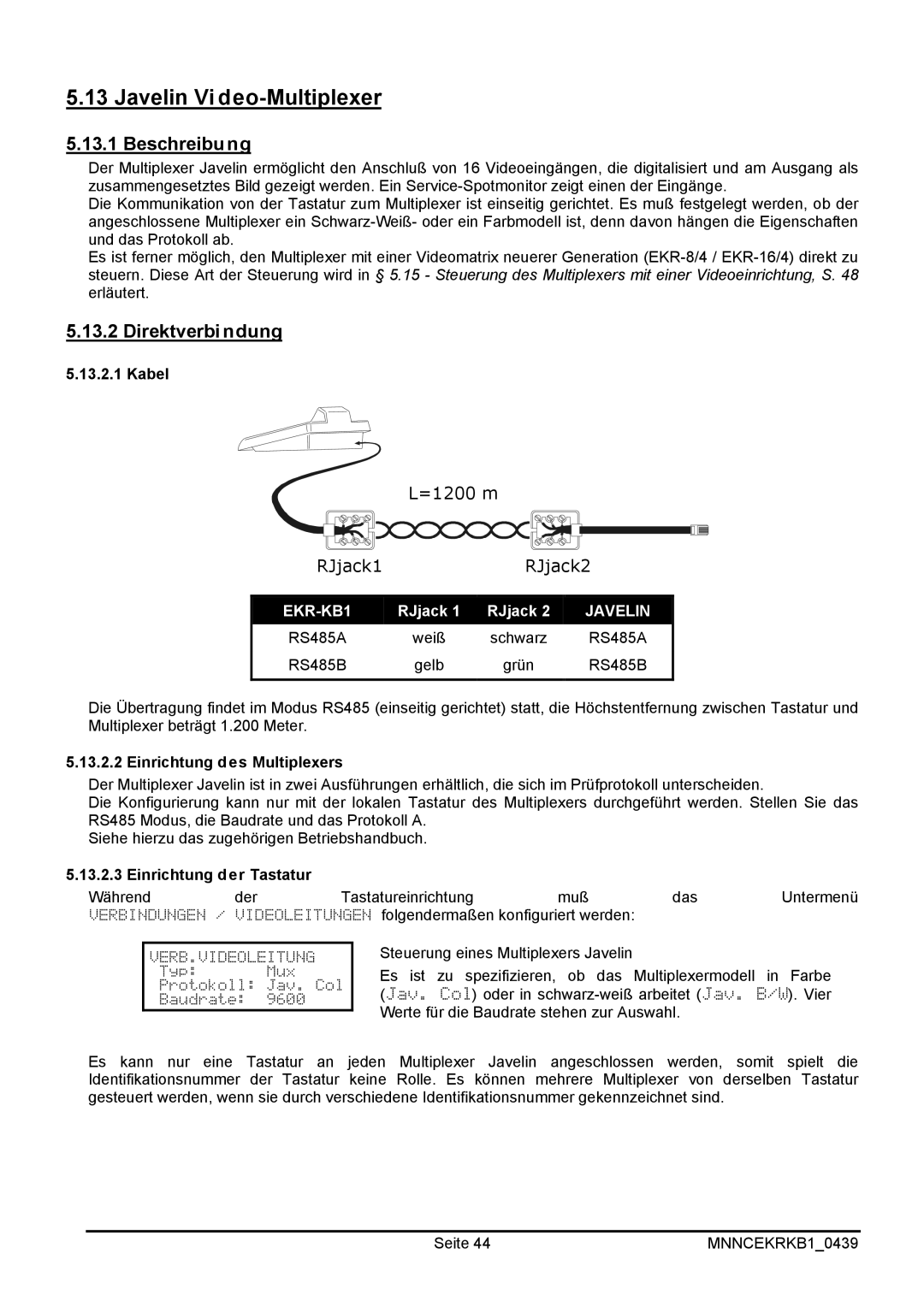 EverFocus EKR-KB1 operating instructions Javelin Video-Multiplexer 