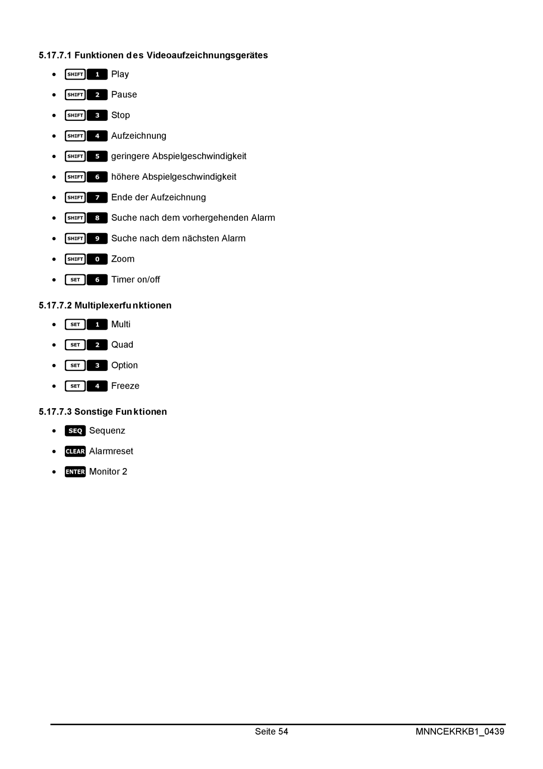 EverFocus EKR-KB1 operating instructions Funktionen des Videoaufzeichnungsgerätes, Multiplexerfunktionen 