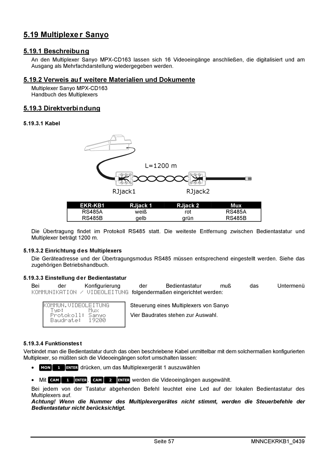 EverFocus EKR-KB1 operating instructions Multiplexer Sanyo, Verweis auf weitere Materialien und Dokumente 