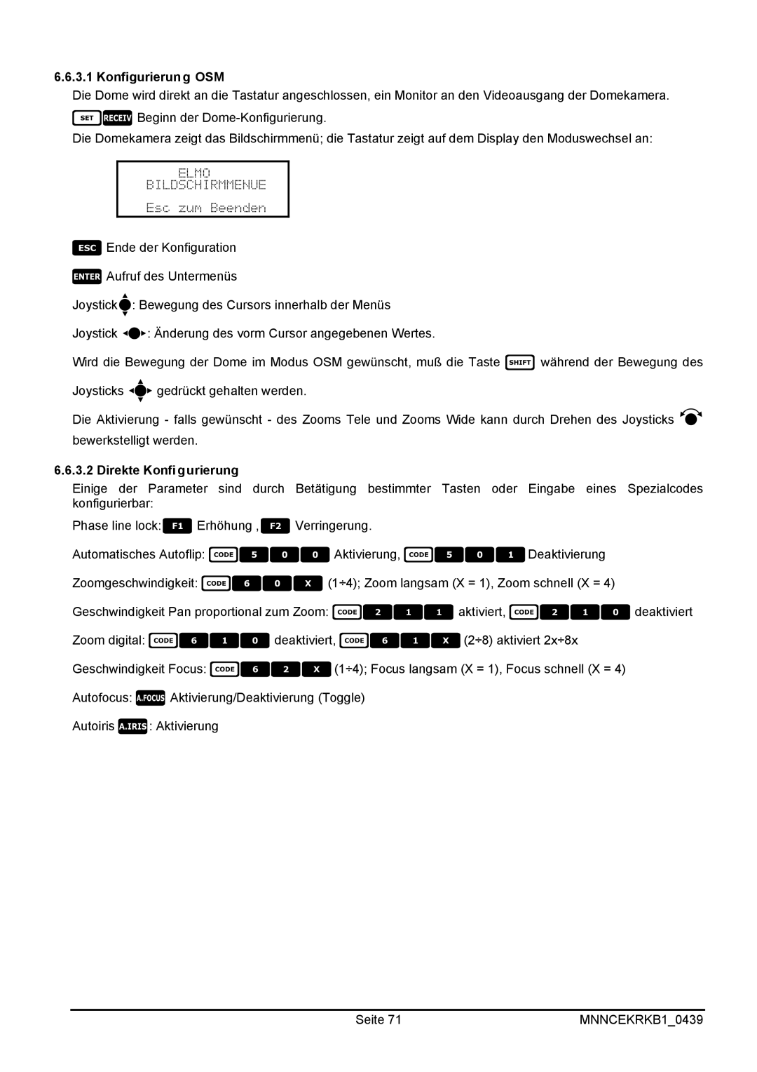 EverFocus EKR-KB1 operating instructions Konfigurierung OSM, Direkte Konfigurierung 