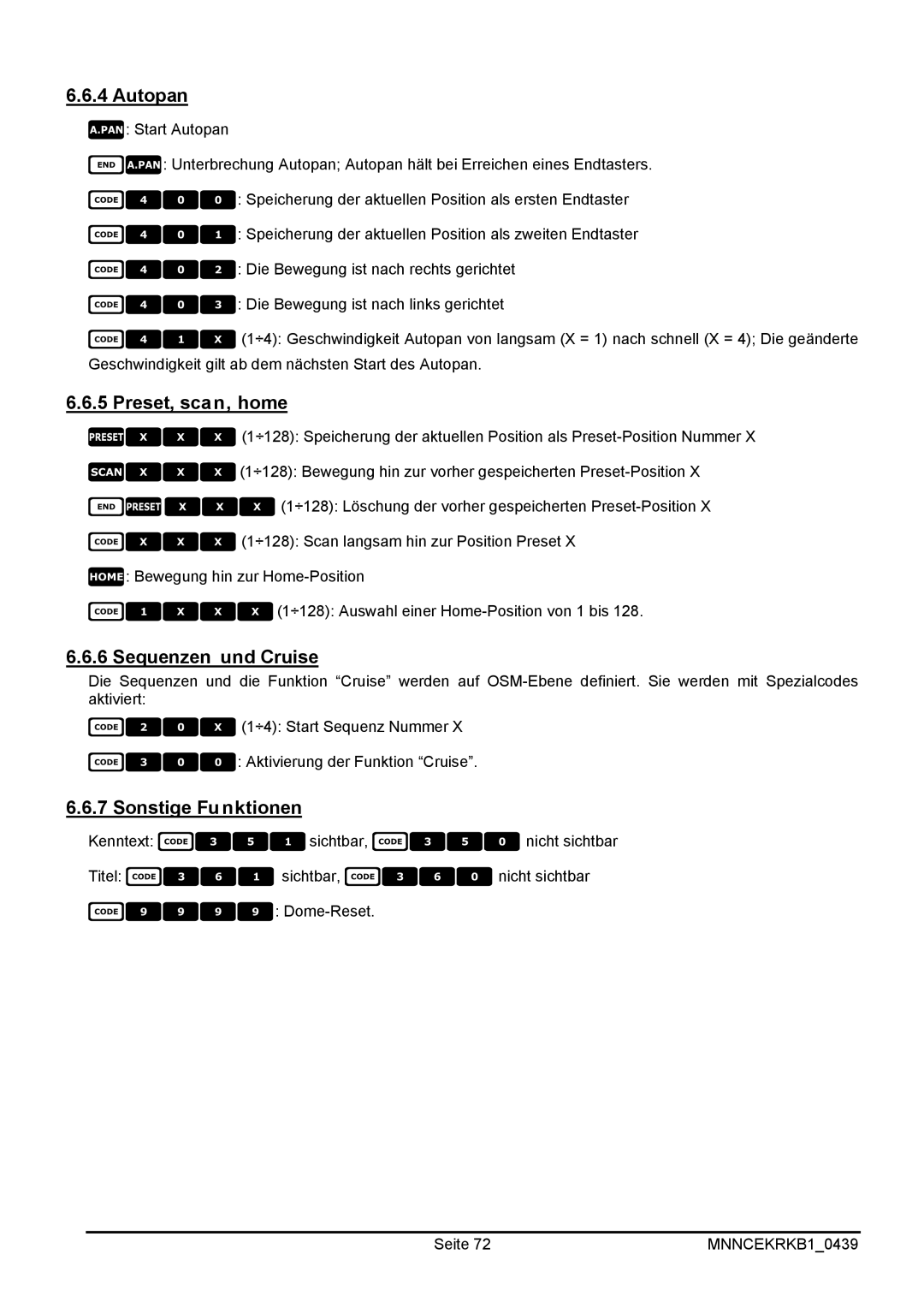 EverFocus EKR-KB1 operating instructions Autopan, Sequenzen und Cruise 